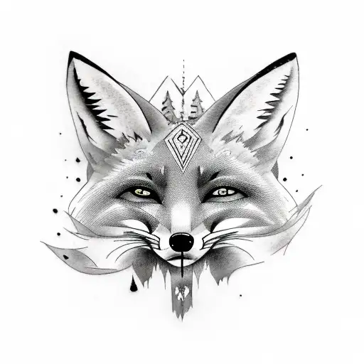 tattoo of a fox with half skull and half realistic  tattoo design idea