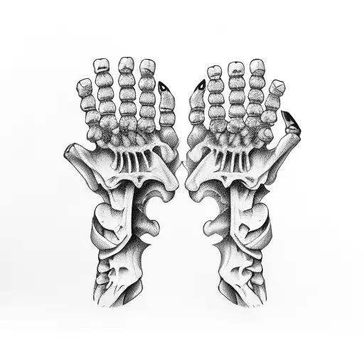 skeleton hands, aces, pocket chips, bouquet  tattoo design idea