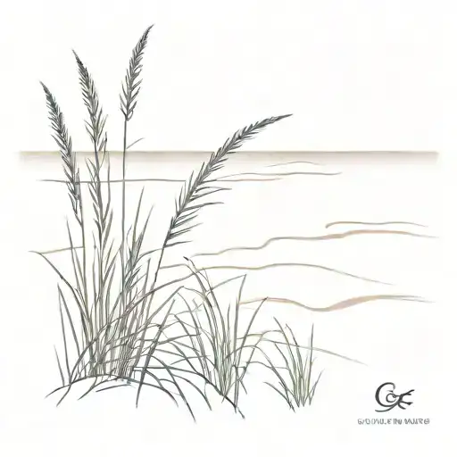British beach sand dune grass tattoo design idea