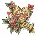 love hearts with Zoe in script tattoo design idea