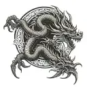 A fierce dragon intertwined with a karate black belt tattoo design idea