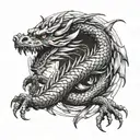A fierce dragon intertwined with a karate black belt tattoo design idea