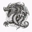 A fierce dragon intertwined with a karate black belt tattoo design idea