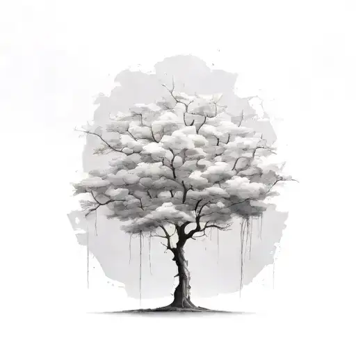 Tree growing out of crack in concrete tattoo design idea