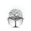 Tree growing out of crack in concrete tattoo design idea