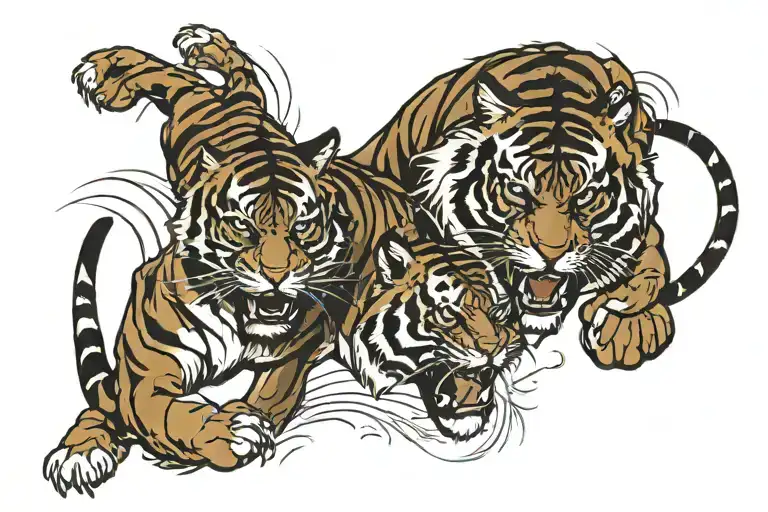 tigers fighting tattoo design idea