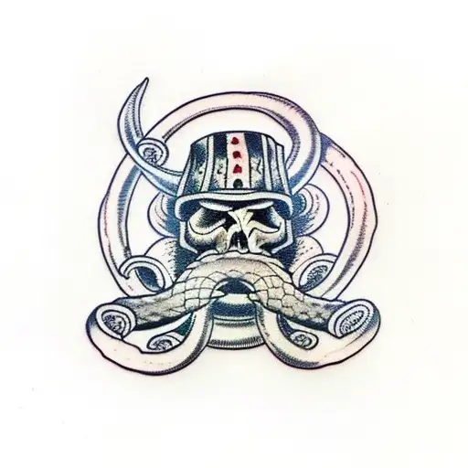 Viking with skull and snake tattoo design idea