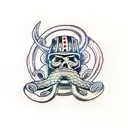 Viking with skull and snake tattoo design idea