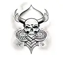 Viking with skull and snake tattoo design idea