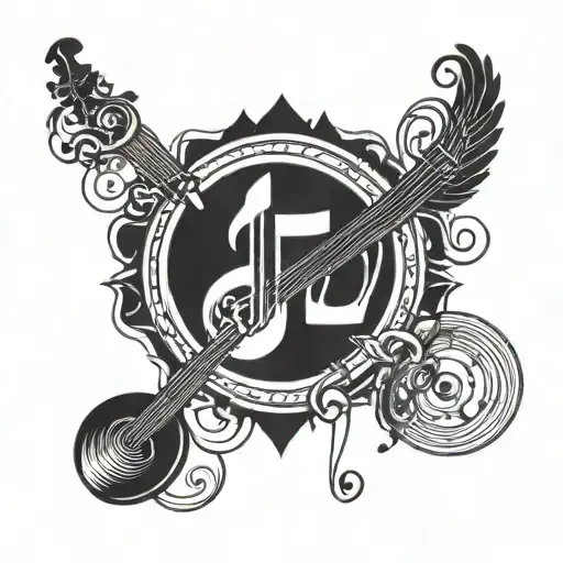 music with heart tattoo design idea