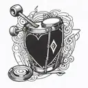 drums and heart shaped lock tattoo design idea