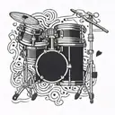 drums and heart shaped lock tattoo design idea