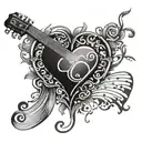 music with heart tattoo design idea