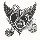 music with heart tattoo design idea