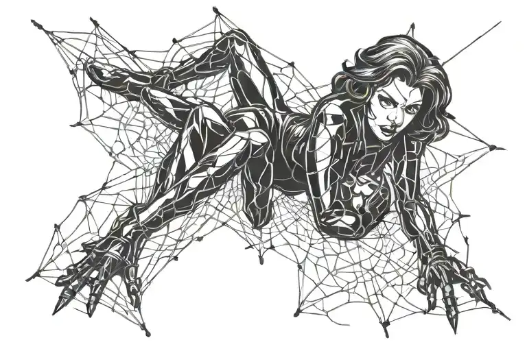 black widow with resilient as web design tattoo design idea