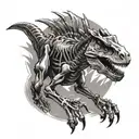 velociraptor skeleton running tattoo design idea