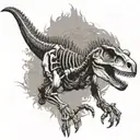 velociraptor skeleton hunting, seen from the side tattoo design idea