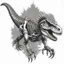 velociraptor skeleton hunting, seen from the side tattoo design idea