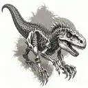 velociraptor skeleton hunting, seen from the side tattoo design idea