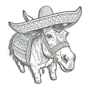 donkey wearing a sombrero tattoo design idea