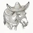 donkey wearing a sombrero tattoo design idea