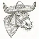 donkey wearing a sombrero tattoo design idea