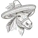 donkey wearing a sombrero tattoo design idea