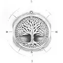 Tree of life with clockwork roots tattoo design idea