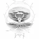 Tree of life with clockwork roots tattoo design idea
