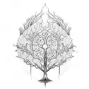 Tree of life with clockwork roots tattoo design idea