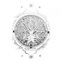 Tree of life with clockwork roots tattoo design idea