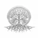 Tree of life with clockwork roots tattoo design idea