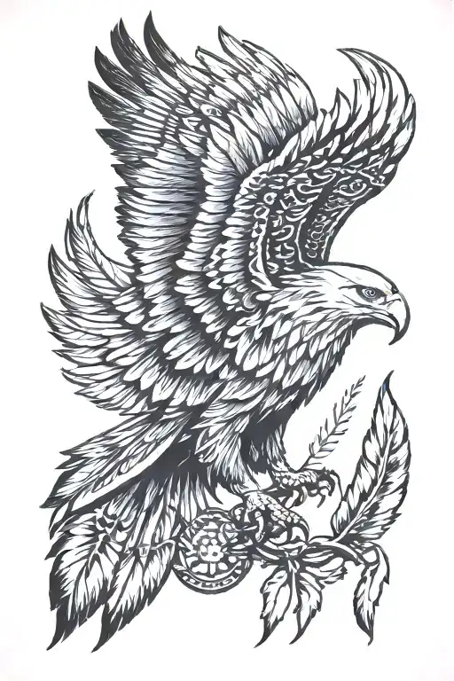 eagle feathers hanging tattoo design idea