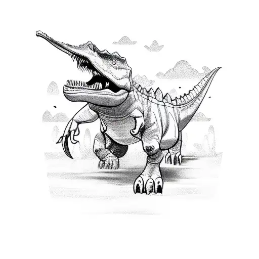 Dinosaur riding a scooter tattoo design idea