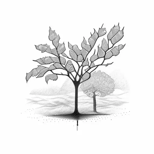 a sketch of an apple tree tattoo design idea