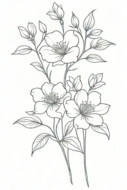 two birth flowers intertwined with names in the stems. Emma is born in July and Alana was born in September  tattoo design idea