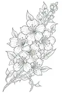 two birth flowers intertwined with names in the stems. Emma is born in July and Alana was born in September  tattoo design idea