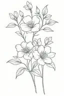 two birth flowers intertwined with names in the stems. Emma is born in July and Alana was born in September  tattoo design idea