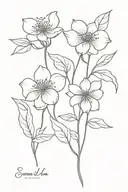two birth flowers intertwined with names in the stems. Emma is born in July and Alana was born in September  tattoo design idea