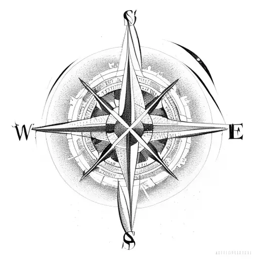 A compass guiding through rough waters tattoo design idea