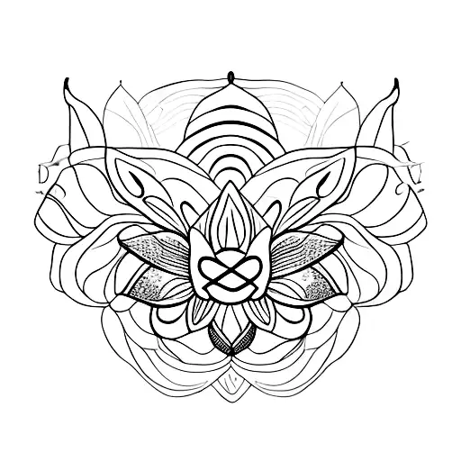 lotus with butterfly tattoo design idea