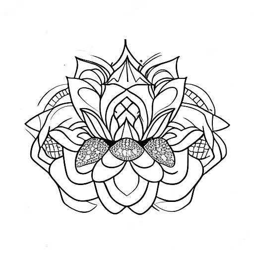 lotus flower with butterflies tattoo design idea