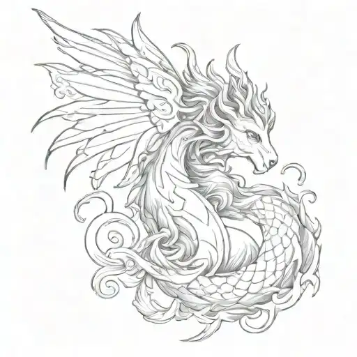 Creative mythical grey tattoo design idea