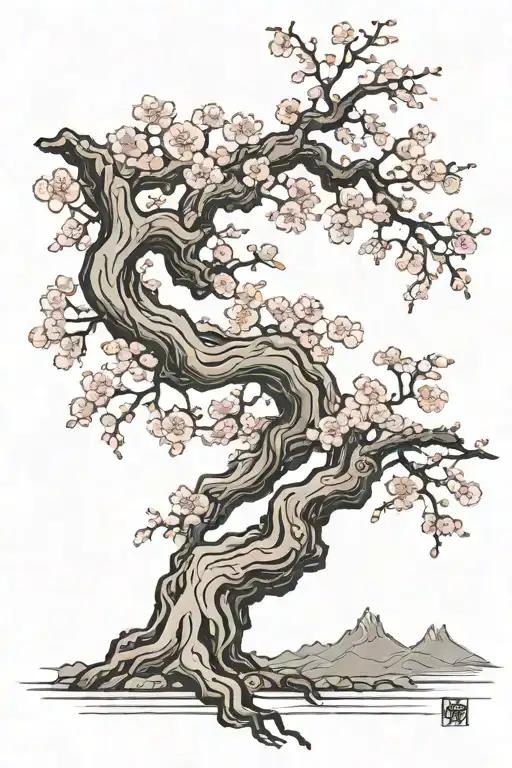 cherry blossom tree tattoo design idea