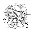 patchwork tattoo sleeve, black and white, fine line tattoo style, two vines running down the length of the armnaturally  tattoo design idea