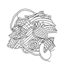 patchwork tattoo sleeve, black and white, fine line tattoo style, two vines running down the length of the armnaturally  tattoo design idea