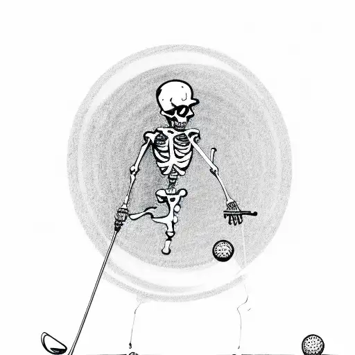 skeleton golfer with golf club tattoo design idea