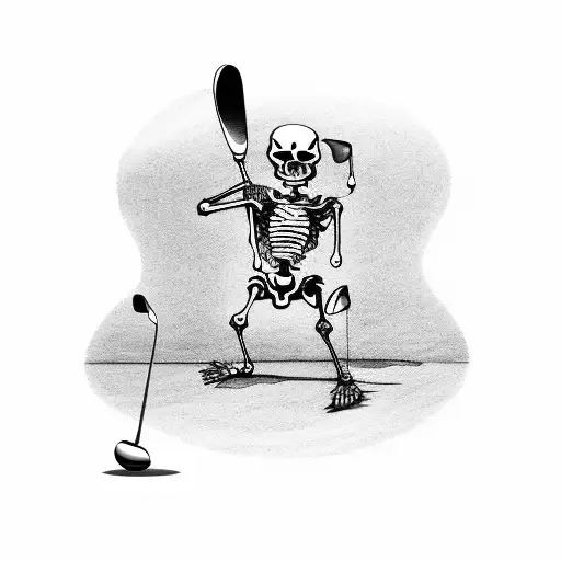 skeleton golfer with golf club tattoo design idea