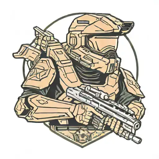 master chief with red team  tattoo design idea
