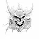 skull dragon guns trash polka tattoo design idea